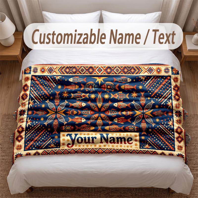 Neon Abstract Theme Soft Blanket Personalized Custom Name Text Print Warm Blanket Home Sofa Bedroom Decor