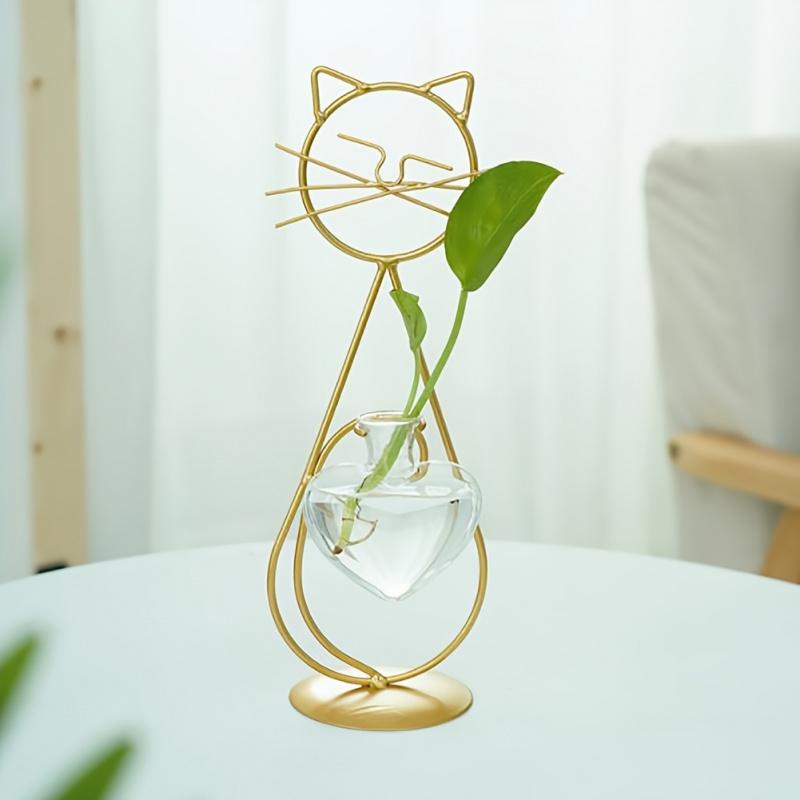 Simple cat iron flower pot hydroponic flower vase creative home living room restaurant table decoration creative ornaments