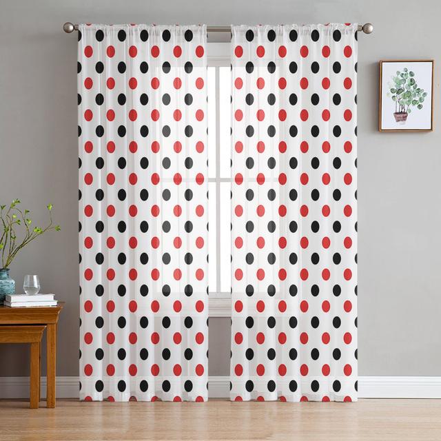 Polka Dot Black And White Simple Sheer Curtains For Living Room Bedroom Kitchen Tulle Drapes For Windows Voile Yarn Curtains