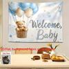 2D Blau Gold Wolke Stern Hintergrund Willkommen Babyparty Fotografie Hintergrund