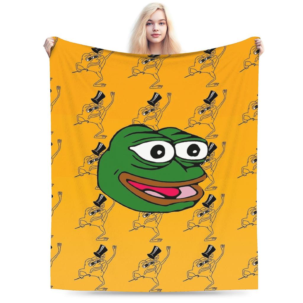 Fancy Pepes Frog Blanket Warm Soft Pattern Plush Throw Blanket For Child Couch Chair Sofa Bed Flannel Bedspread Bed Cover