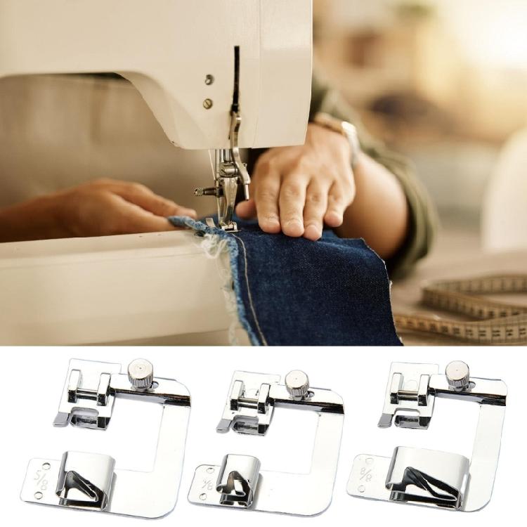 3Pcs Sewing Machine Presser Foot 8/8Inch, 6/8Inch, 4/8Inch Hemmer Foot Set for Household Sewing Machine