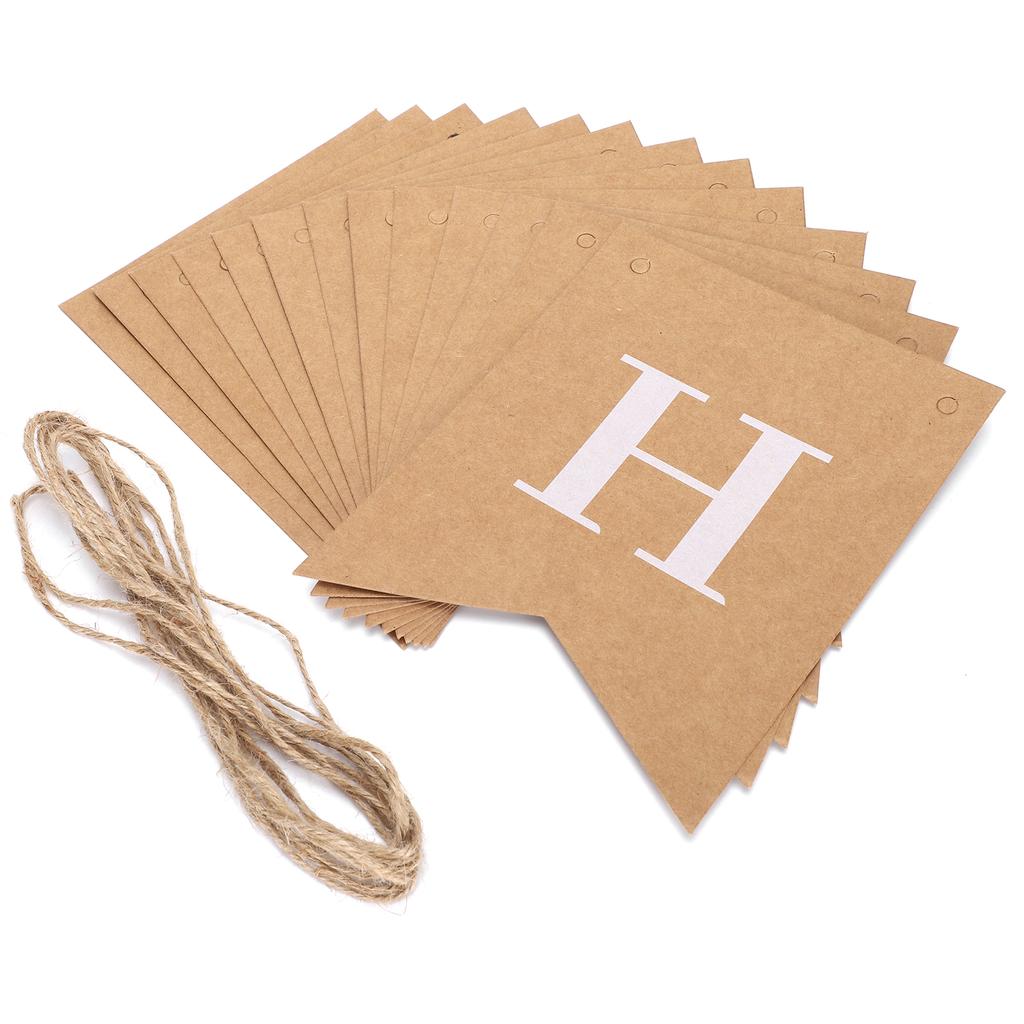Kraft Paper Card Banner HandMade Strips Letter Shape DIY Rope Tandem Parties Decorations