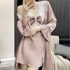 Damen Patchwork Spitze Twinset Robe Set Kimono Bademantel Kleid Sexy Nachtwäsche Nachthemd Dessous Seidiges Satin Home Dress Lounge Wear
