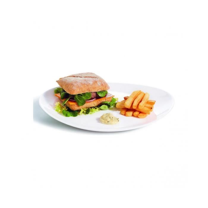Assiette plate - Arcoroc - Blanc - Verre - Compatible lave-vaisselle - 1 pièce