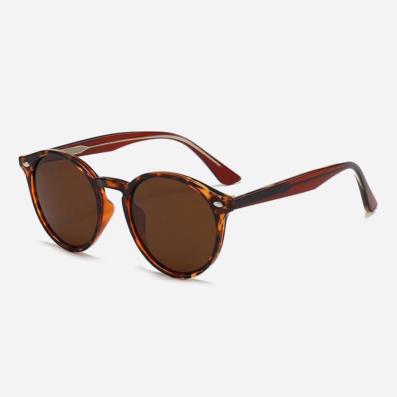 Leopard Print Round Fashion Sunglasses With Uv400 Protection For Outdoor Activities And Driving