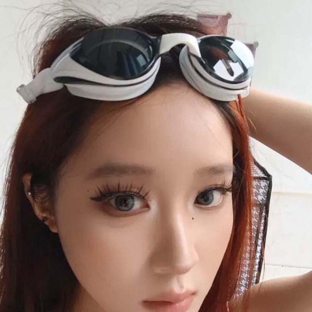 Detachable Nosepiece Contrast Color Swim Glasses TPU Big Frame Anti-fog Swim Eyewear  Women
