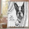 Cartoon Black Dog Shower Curtain, Cute Dog Bathroom Decorative Shower Curtain, Waterproof Shower Curtain With Hooks