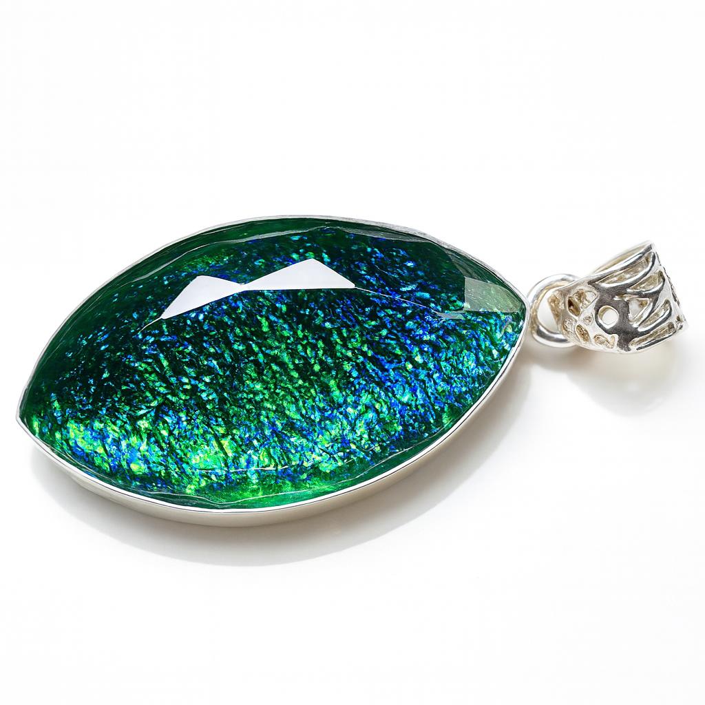 Opal Pendant 81.5 ct Bi-Color Marquise Cut Lab Grown Brazilian Stone October Birthday Birthstone