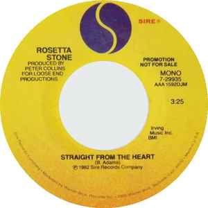 

7inch Record ROSETTA STONE - Straight From The Heart 729935 Sire 1982 US Rock Used