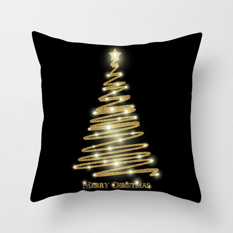 Christmas decoration cushion cover black gold elk print pillowcase sofa ornaments bedroom room home  holiday gift