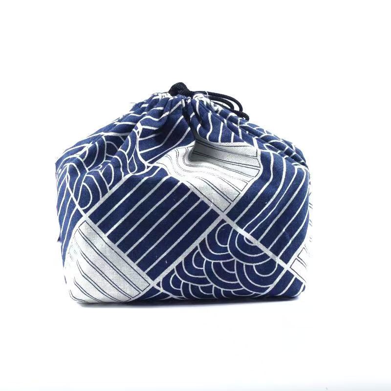 Japanese Style Cute Drawstring Lunch Bag Storage Bag Travel Picnic Portable Bento Storage Bundle Tote Pouch Cutlery Storage Gift