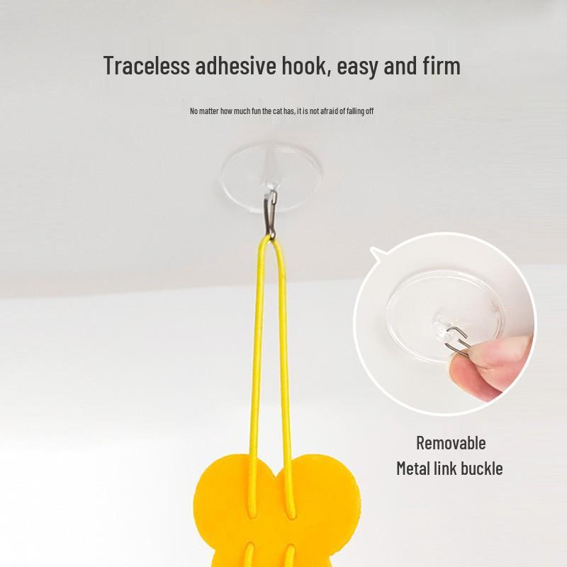 Elastic Cat Feather & Bell Teaser Wand with Hanging Mouse Toy for Boredom Relief