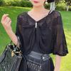 Sunscreen Cardigan Solid Color Half Sleeves Super Thin Shawl Coat Sun Protection Breathable Mesh Sundress Cover Tops Casual Wear Women Clothes