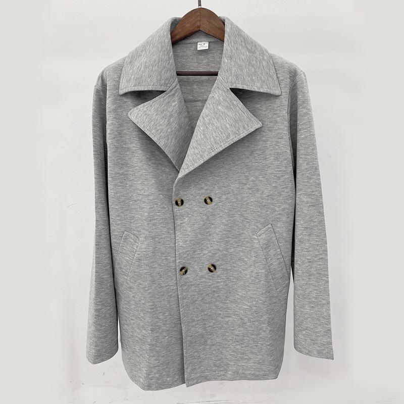 Autumn and Winter New Trench Coat Business Men's Woolen Mid-length Trench Coat Double Breasted Casual Trench Coat