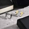 Vnox Men's Stainless Steel Cross Earrings, Hammered Texture Gold Black Color Waterproof Hypoallergenic Ear Jewelry Gifts for Men