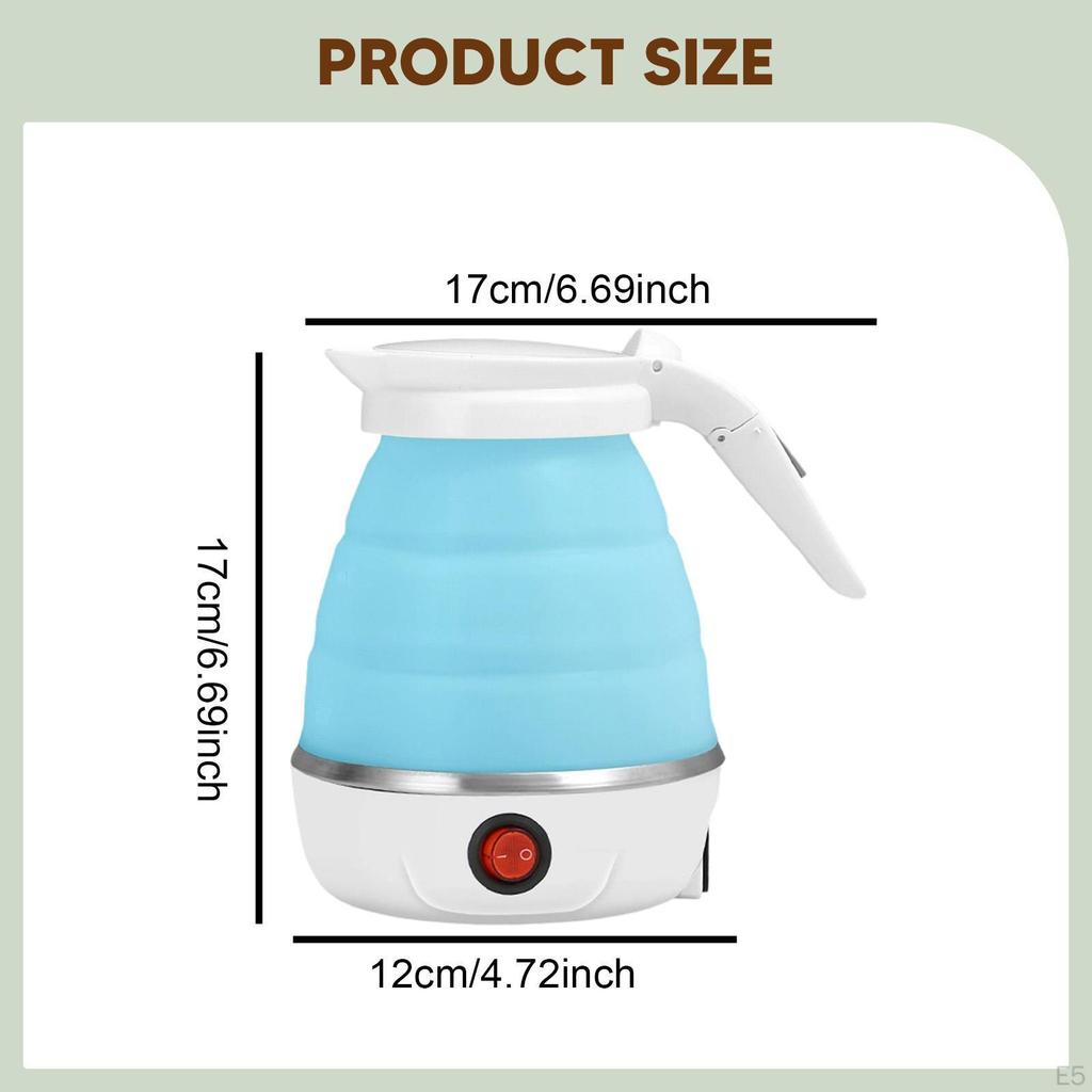 Foldable Electric Kettle Compact Water Boiling for Travel Hotels Offices White