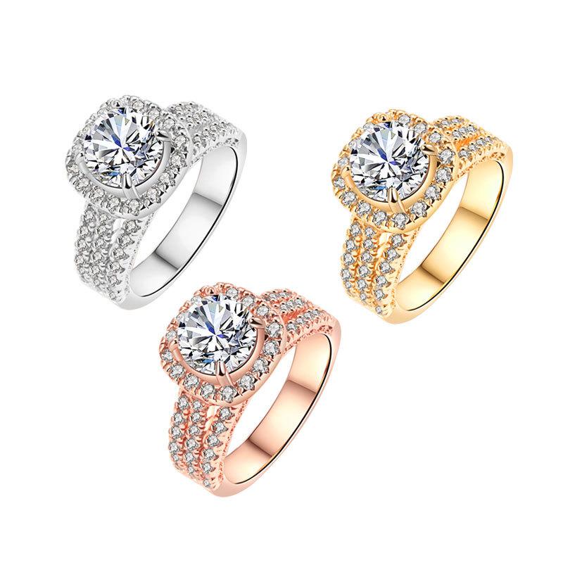 Trendy Gold Plated Ring With Micro Pave Zirconia Elegant Engagement Band For Women Fine Jewelry Accessory