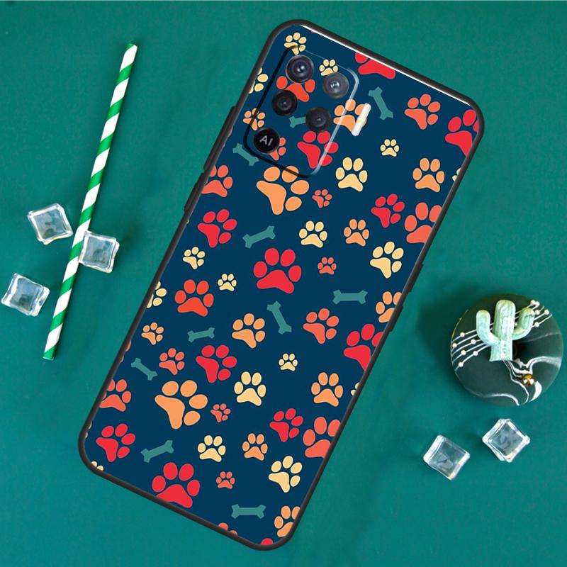 Dog Cat Paw Case For Oppo A40 A60 A80 A16 A76 A96 A18 A38 A58 A78 A98 A91 A15 A17 A74 A94 A54 A57S Cover