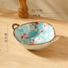 Flowers Plants Japanese Household Noodle Bowl Ceramic Soup Bowl with Handle Salad Bowl Kitchen Tableware Microwave Oven Secure