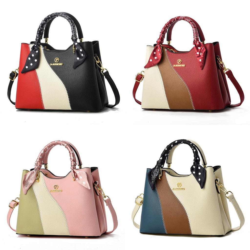 Fashionable Pu Tote Bag With Unique Color Block Design Perfect For Daily Outings Ideal For Moms