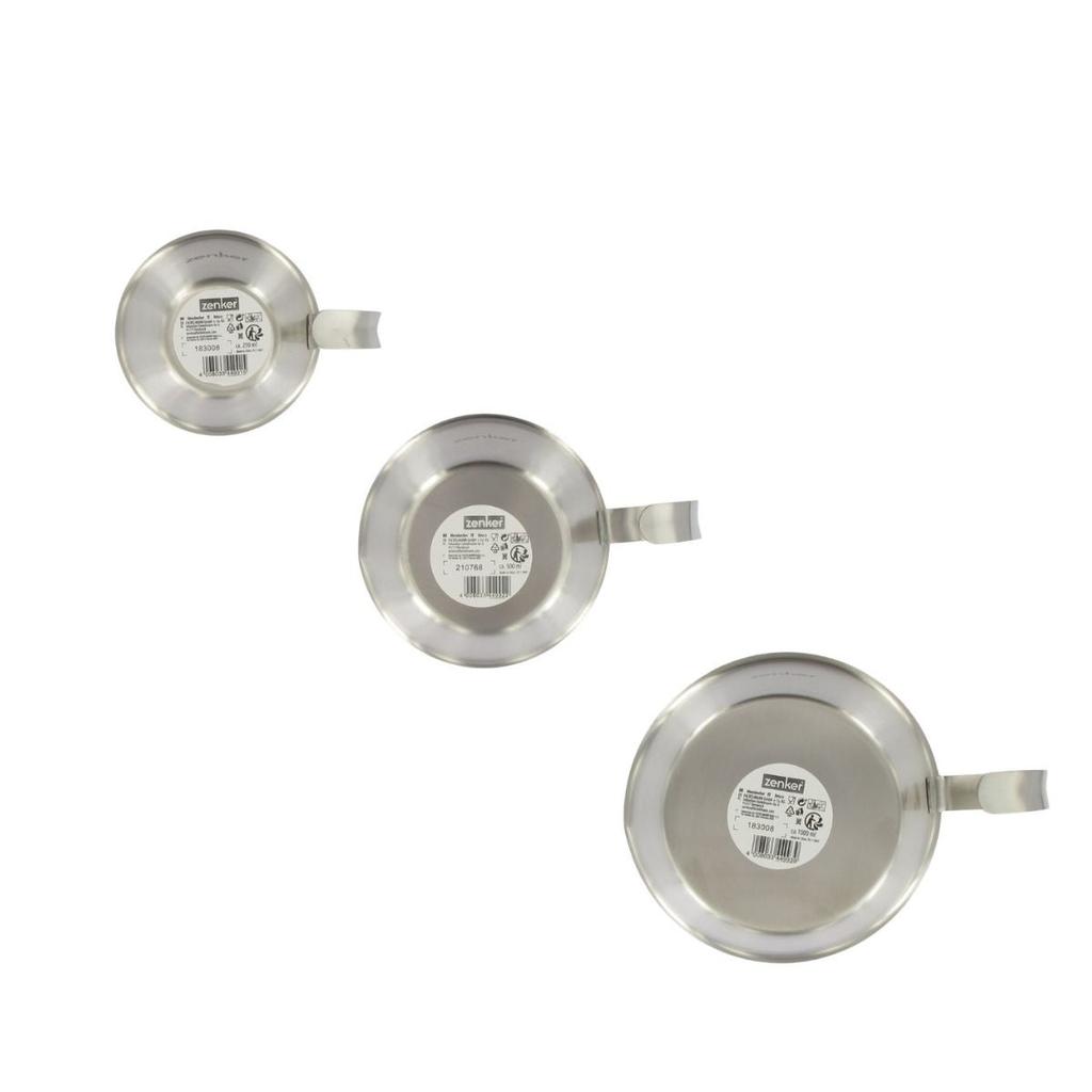 Set of 3 Graduated Measuring Cups In Stainless Steel 250 Ml, 500 Ml and 1 Liter Zenker Ref. 9983250