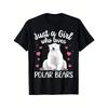 European Sizes Men's Women's Polar Bear Graphic T-Shirt - Cute Polar Bear Lover Tee with Heart Eyes - Soft Breathable Lightweight  Shirt