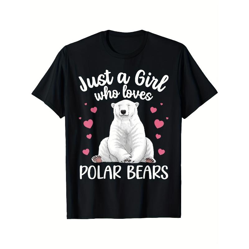 

European sizes Men s Women s Polar Bear Graphic T-Shirt - Cute Polar Bear Lover Tee with Heart Eyes - Soft Breathable Lightweight Shirt 4XL чорний