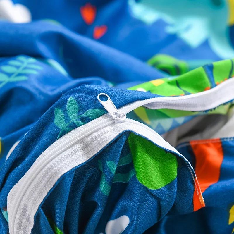 Blue Dinosaurs Soft Duvet Cover Quen Children Kids Carton Warm Comforter Covers Sets for Young Boys Soft Lovely Animals Patern Beding Set Home Decor