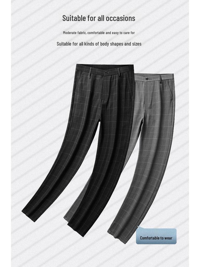 2023 Herren Slim Fit Kariert Eisseide Frühling-Sommer Freizeit Hose