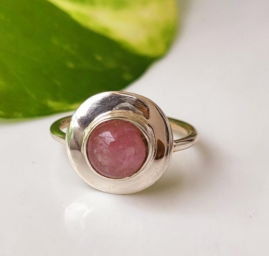 Natural  Pink Tourmaline Gemstone 925 Sterling Silver Designer  Ring Size 5.5 US