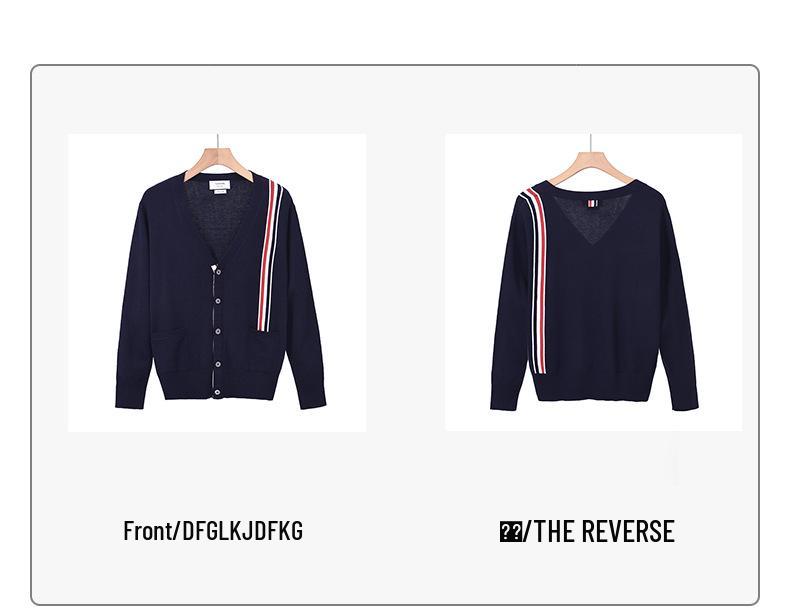 2025 Autumn Men's Korean Striped Wool Cardigan Sweater