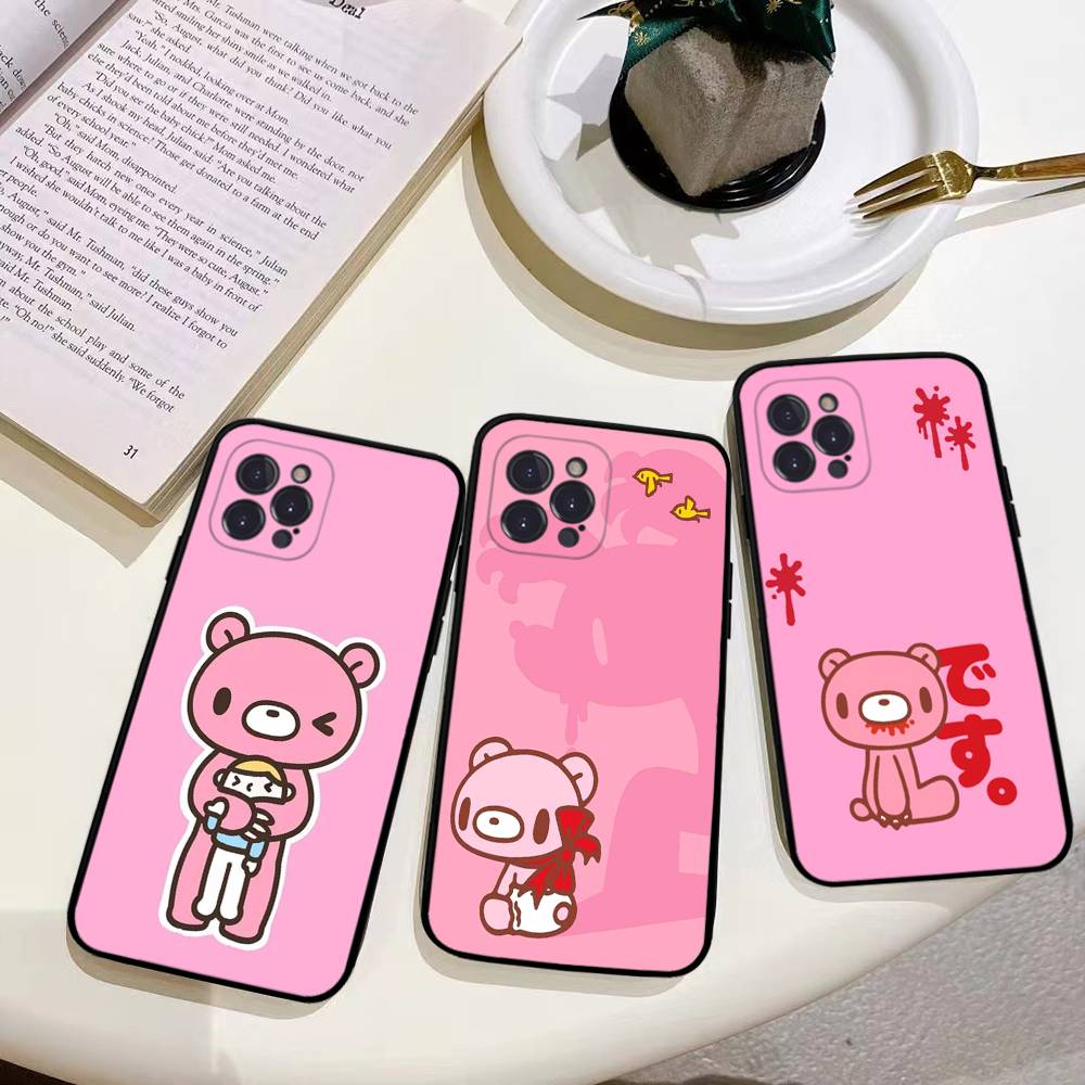 G-Gloomy-Bear-Cute Phone Case for iPhone 16 Pro Max 15 17 Plus 14 13 12 Mini 11 Black Cover