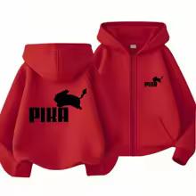 Children Zipper Cardigan Hoodies Print Tops Boy Black Girls Pink Sweatshirt Coat Long Sleeve Casual Fashion Hooded