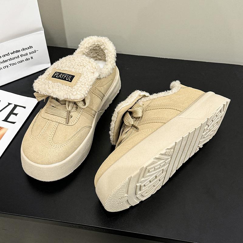 

Maillard Dexun velvet thick baseplate shoes women s 2024 winter new niche warm low-top versatile sports cotton shoes 35 бежевый