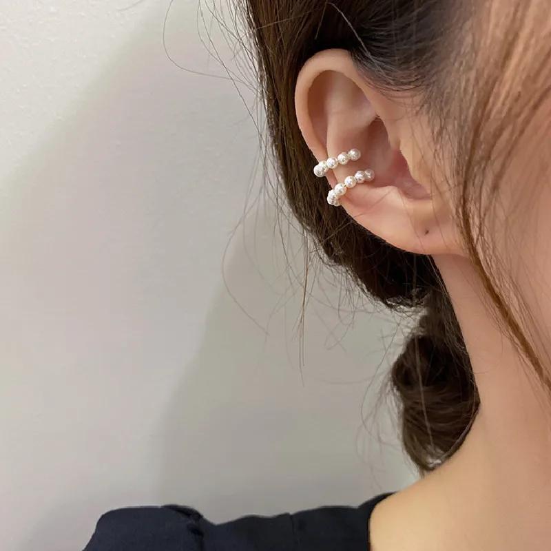 Elegant Imitation Pearl Ear Cuff Clip C-Shaped Earrings Non-Piercing Ear Ring Minimalist Earrings For Women Fashion Jewelry