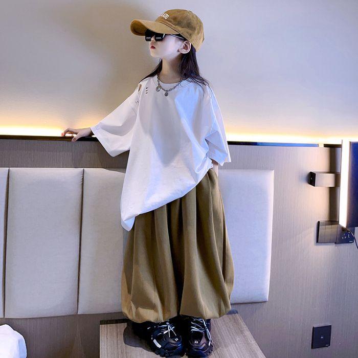 Girls Spring Loose Short Sleeve T Shirt Comfortable Cotton Top for Big Kids