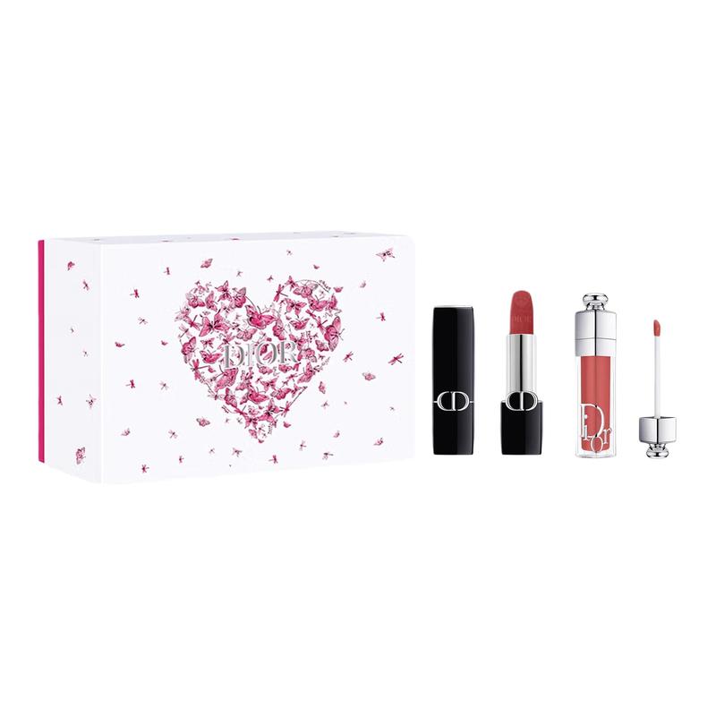 

DIOR Intense Blue Gold Lipstick Enchanting Lip Gloss Makeup Set Pink Butterfly Limited Gift Box Velvet Moisturizing and Vitrant Lips 3.5g+6ml синий