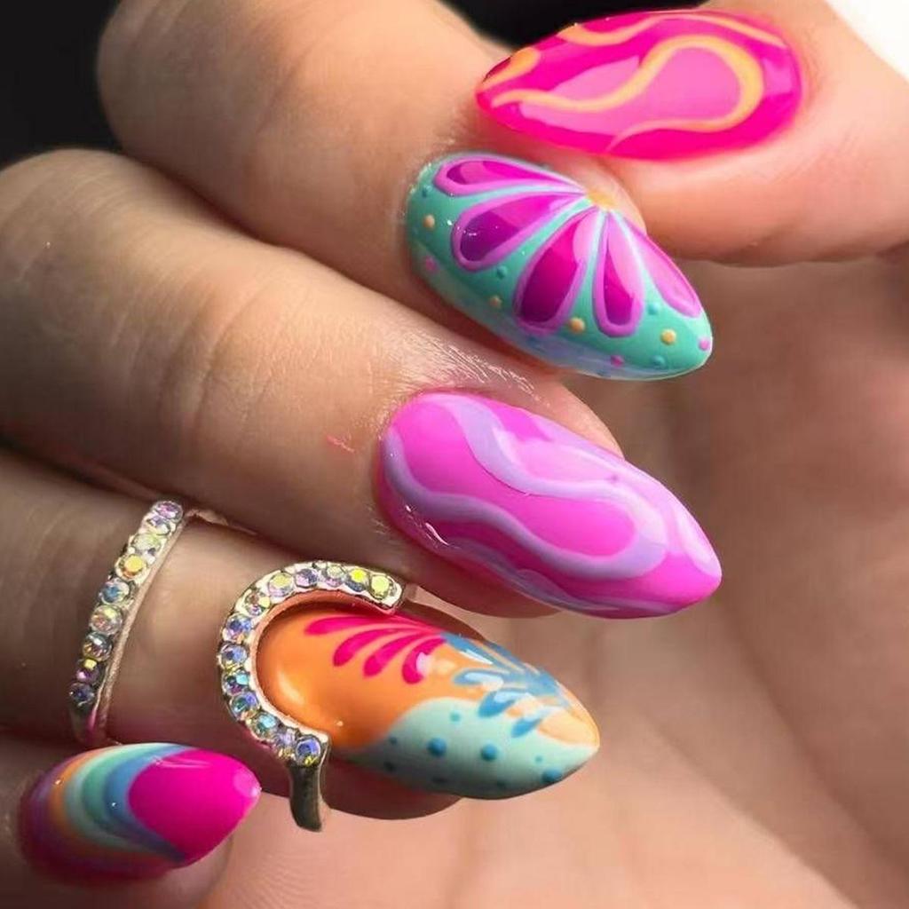 Pegatinas Desmontables para Uñas Estilo Europeo y Americano - Uñas Postizas Simples y Llevables