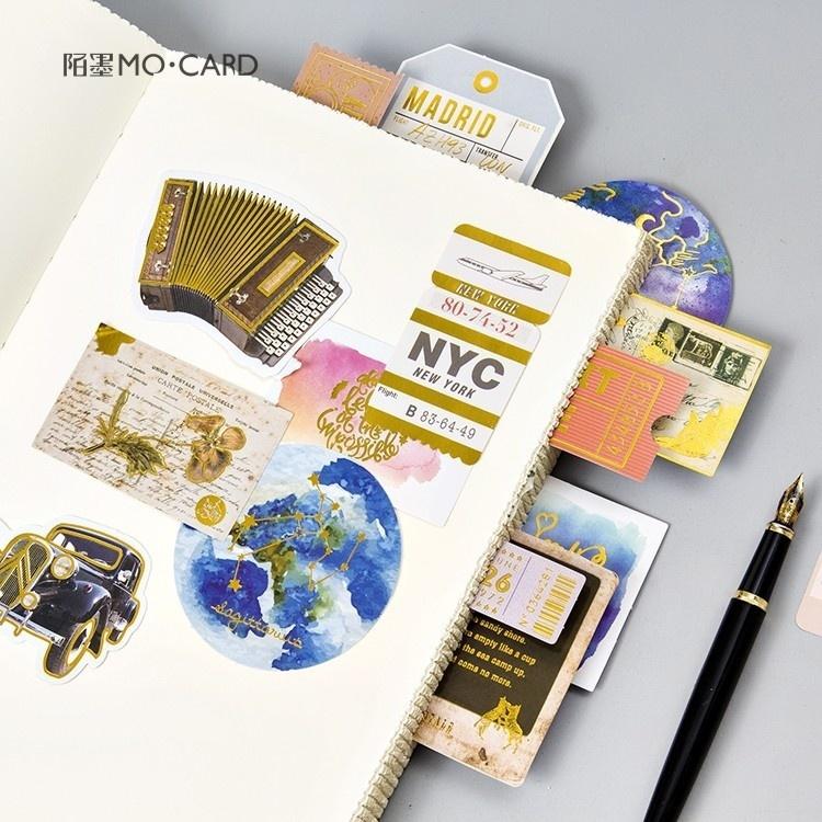 24 Pcs / Pack Stationery Stickers Retro Bronzing Planet Diary Planner Decorative Mobile Stickers