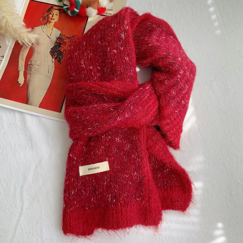 Blended scarf women's winter and winter popular new thickened warm scarf solid color student