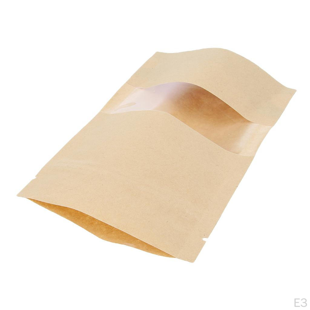50 Paper Pouches Pouch Food Packaging with Window - 9x14+3