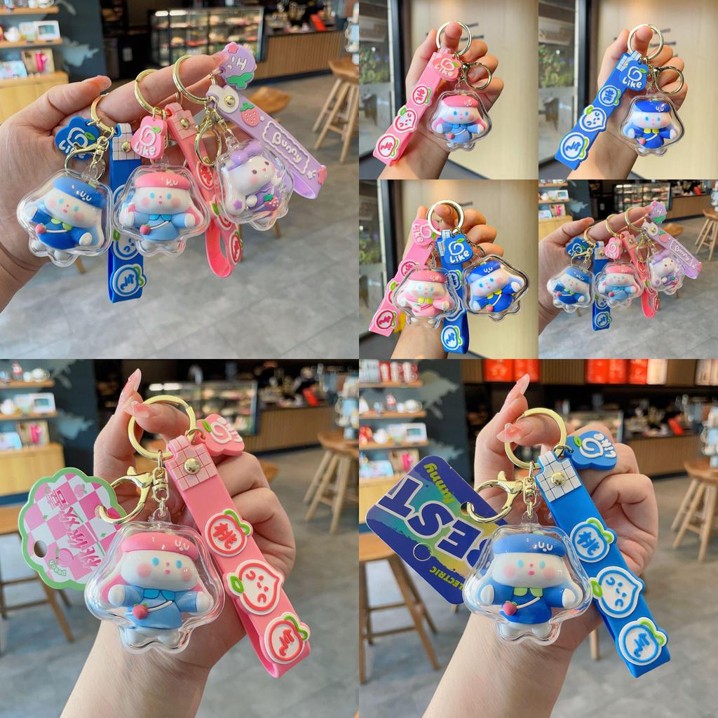 Adorable Cute Cartoon Rabbit Keychain For Girls Acrylic Couple Keyring Gift