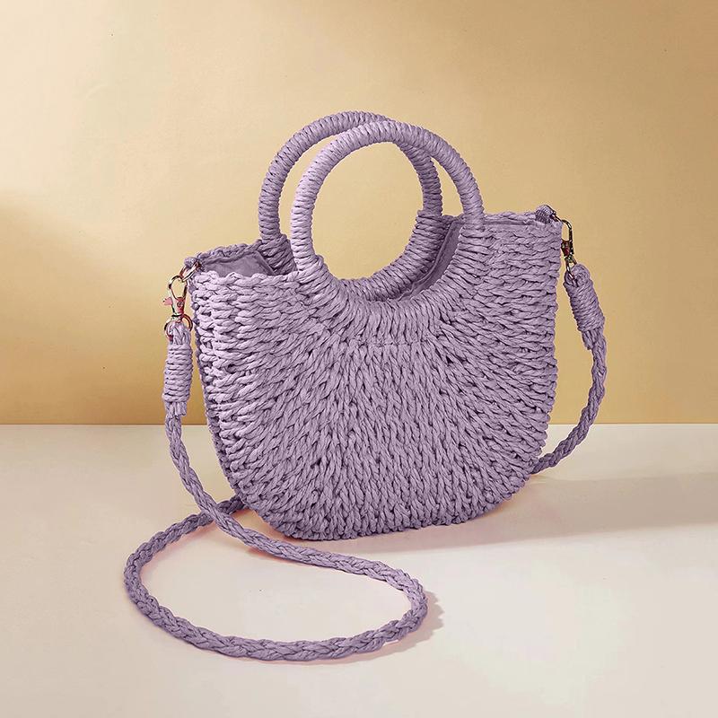 Half-Round Rattan Beach Bag Women Large Capacity Handle Bag Summer Beach Bags Travel Weave Handle Bag Premium Durable