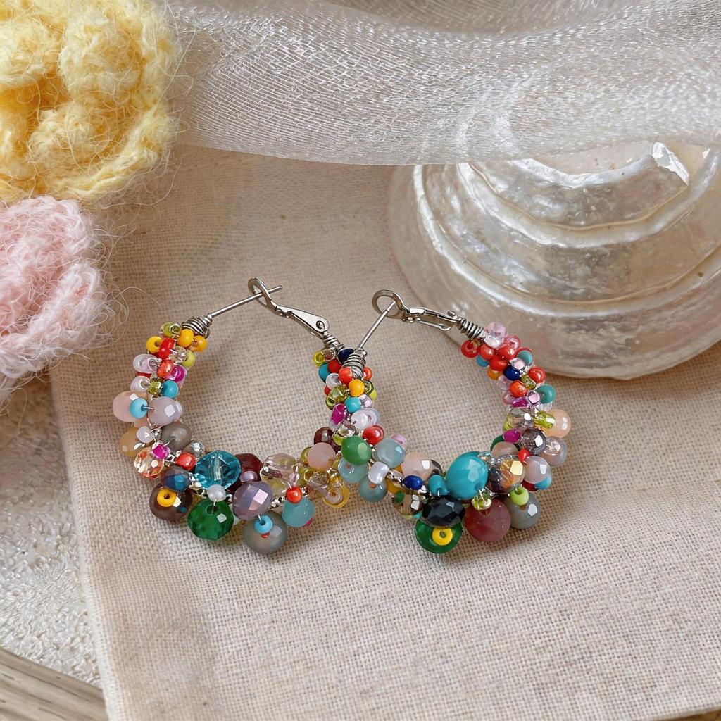 Monet Garden Style Oil Painting Baroque Pearl Earrings - French Court Inspired Light Luxury Accessories