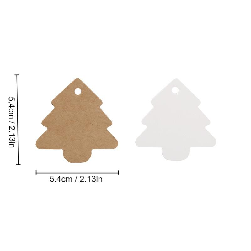 100Pcs Tree Shape Paper Tags Kraft Paper Card Labels Paper Cards Tags DIY Christmas Wedding Party Blank Hang Tag Gifts