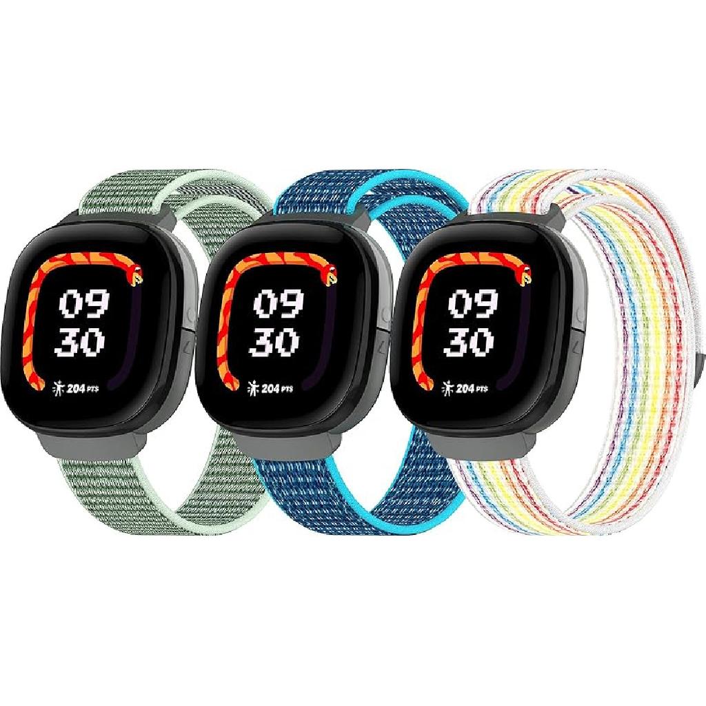 3-Pack Nylon Bands Compatible with Google Fitbit Ace LTE (2024), Breathable Sport Replacement Straps Soft Adjustable Solo Loop Nylon Wristband for