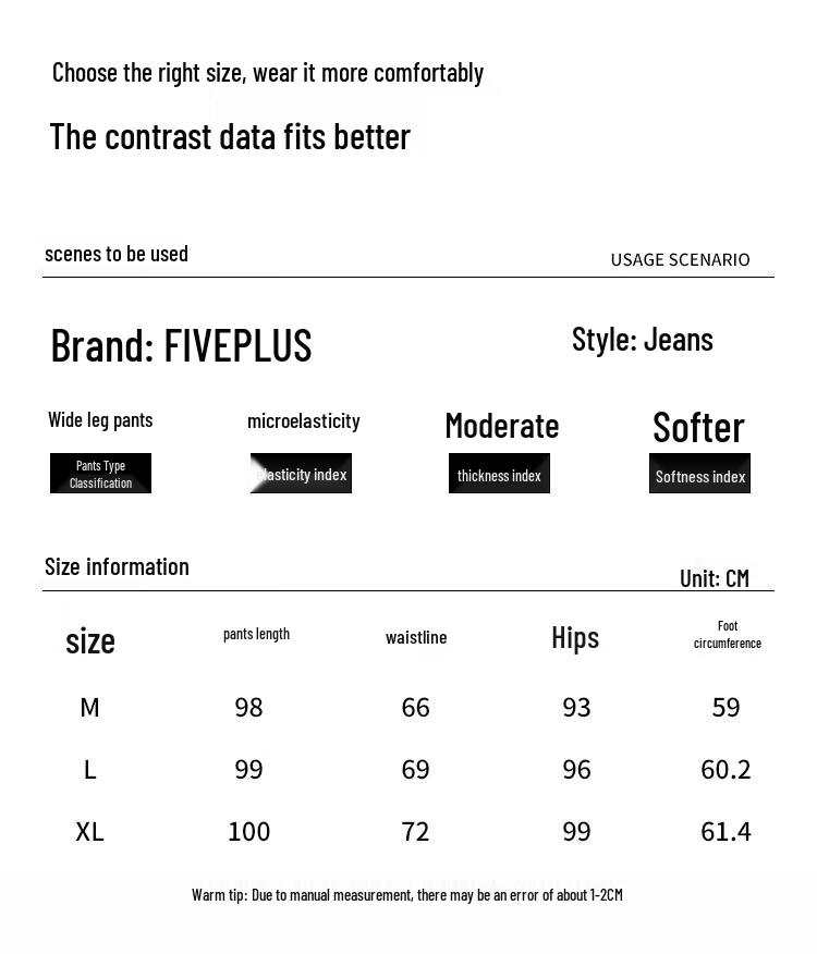 FivePlus Women's Straight-Leg Wide-Leg Jeans