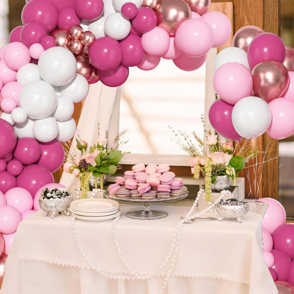 Wedding Pink Balloons Garland Pastel Pink White  Rose Gold Balloon Arch Kit Baby Shower Gender Reveal Birthday Party Decoration