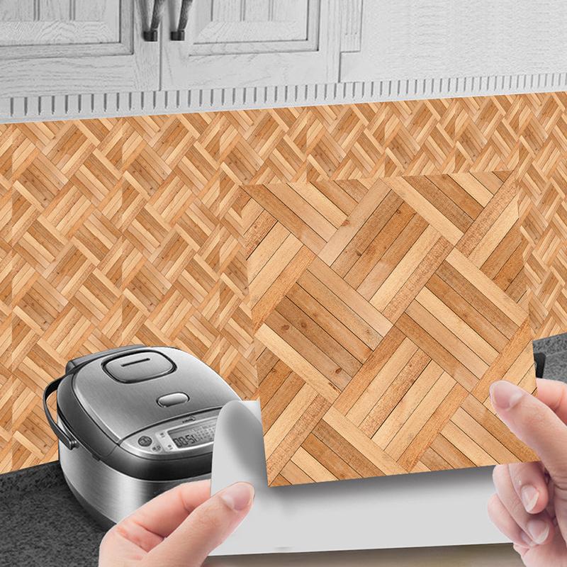 20Pcs Waterproof Wall Stickers Imitation Wood Grain Tile Floor Wall Sticker Self Adhesive Living Room Bathroom Home Decor